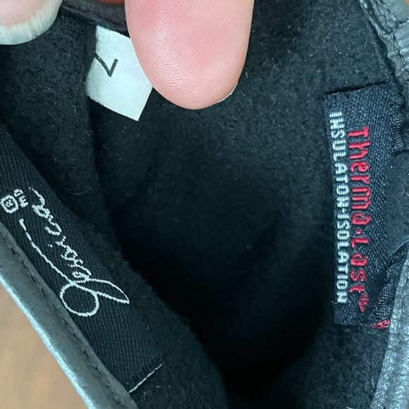 Jessica Genuine Leather Therma-Last Insulated Gloves Button Detail Dk Grey Blk 7 - Picture 11 of 14